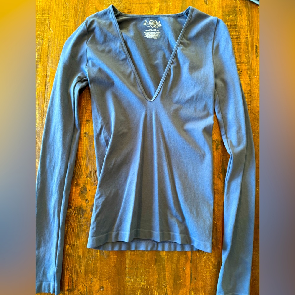 Free People Intimately blue long sleeve fitted top